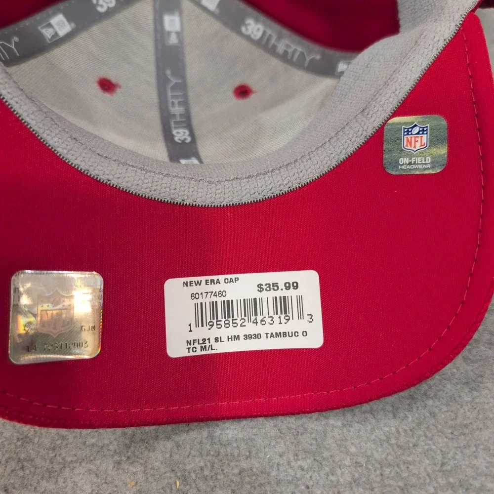New Era 39THIRTY‎ Tampa Bay Buccaneers NFL Hat Red Stretch Fit M/L 2021 Sideline